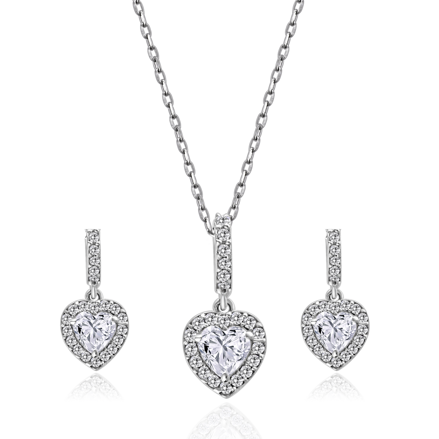 Silver Pendant with Chain and Earrings