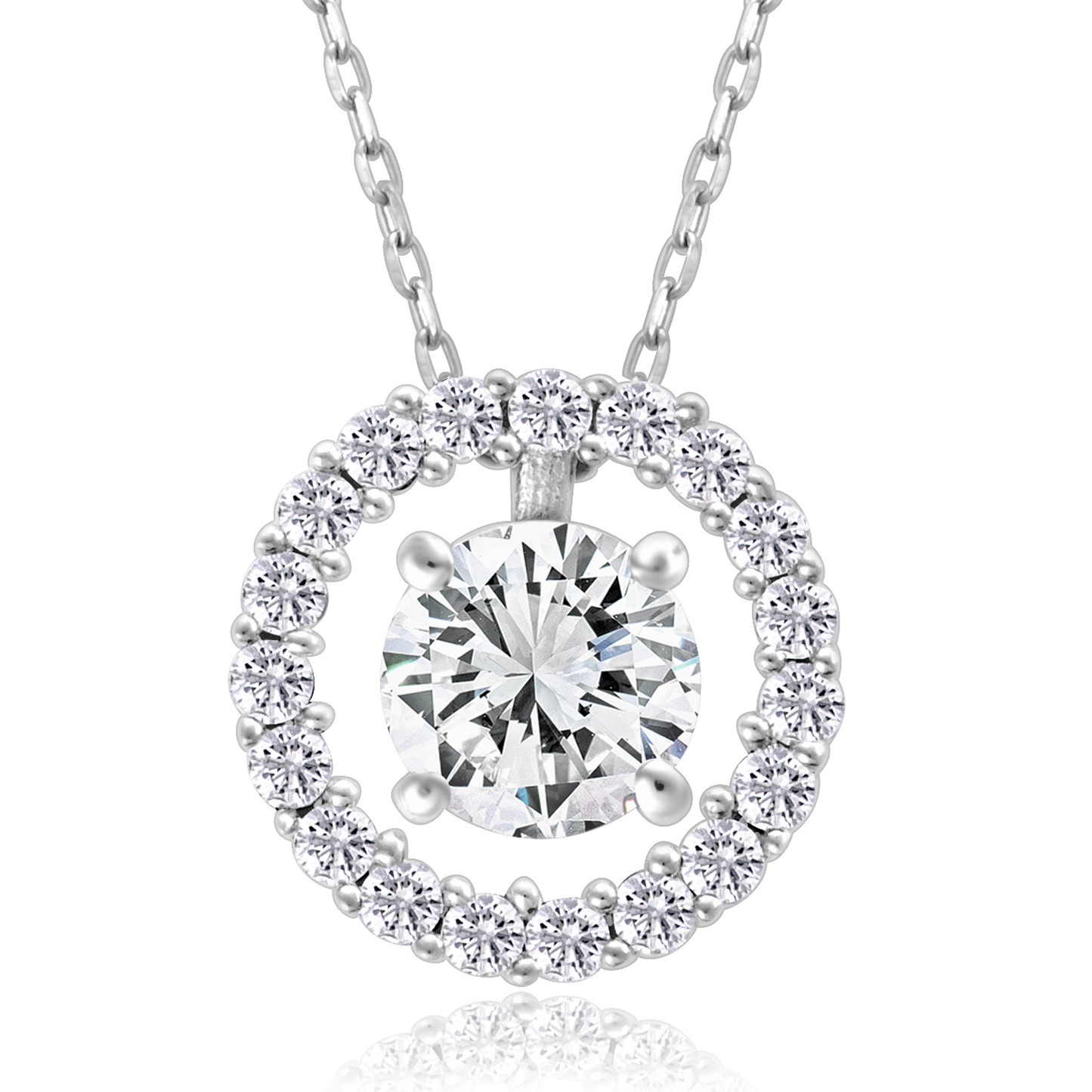 Solitaire Zircon Diamonds Silver Neck Chain for Women